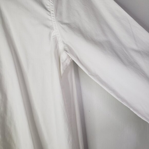 Banana Republic Button Front Tunic M White Poplin Stripe Hem - Picture 5 of 10